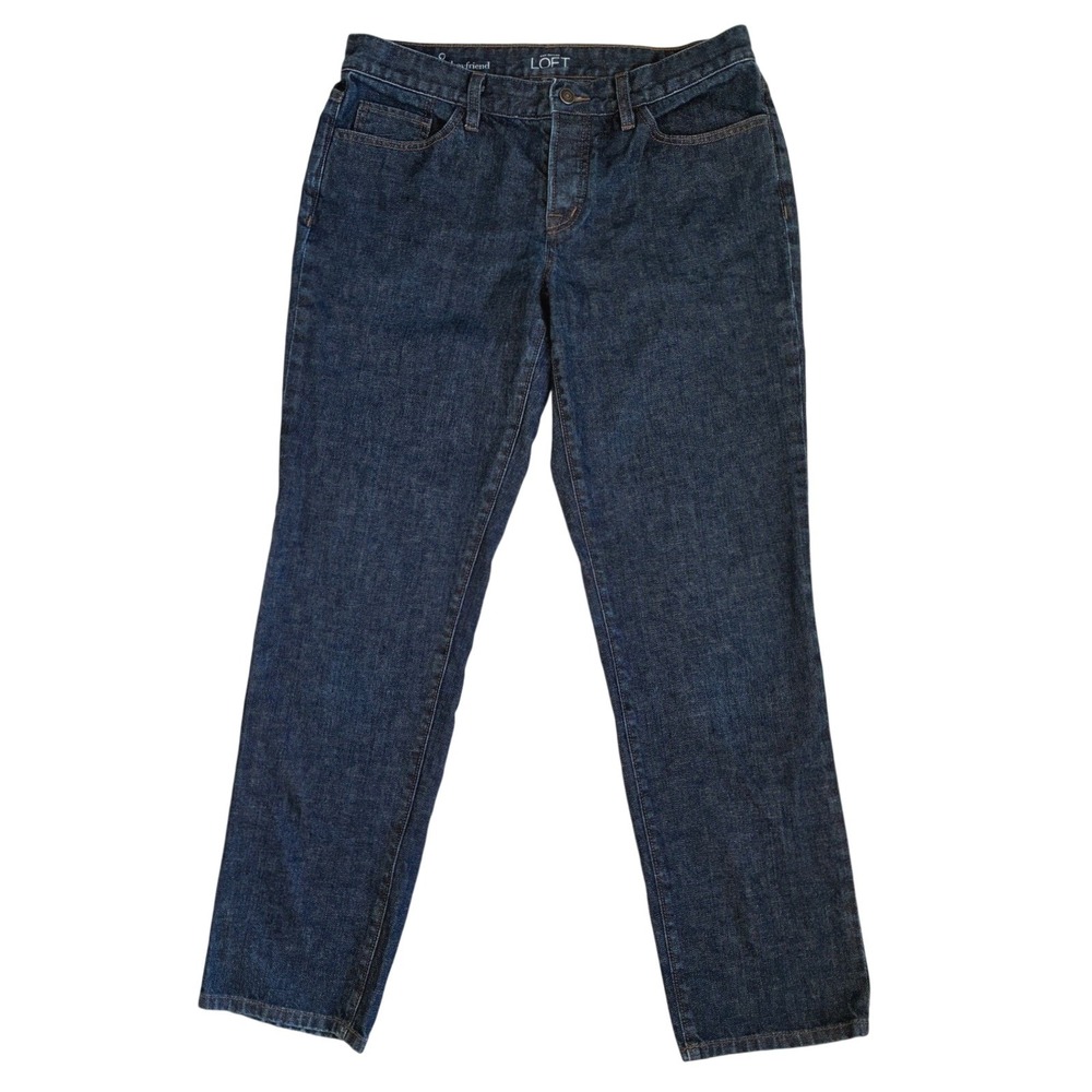 Ann Taylor LOFT Boyfriend Jeans Sample Indigo Eclipse Wash Button‎ Fly Denim - 8